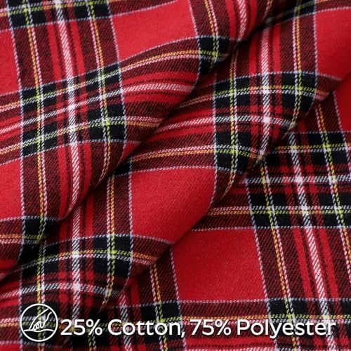 OTOSTAR Pack of 2 Christmas Scottish Plaid Throw Pillow Covers Decorative Linen Check Tartan Square Pillow Covers with Stitched Edge for Sofa Couch Bed Farmhouse Home Decor 20x20 Inches, Red