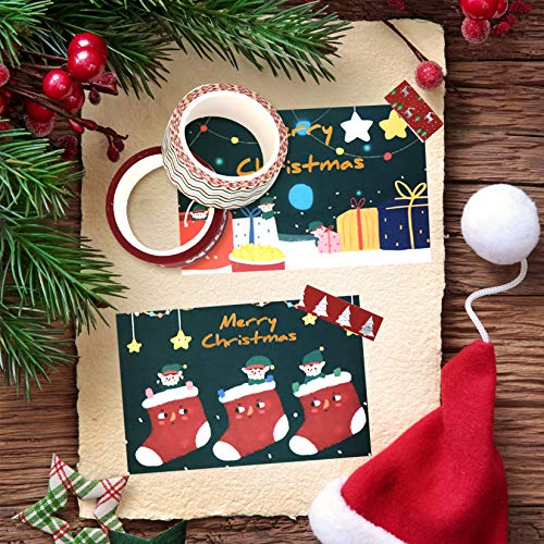 12 Rolls Christmas Washi Tape 0.6" x 16.4ft Silver Foil Merry Christmas Masking Tape Great for DIY Journal, Calendar, Gift Wrapping