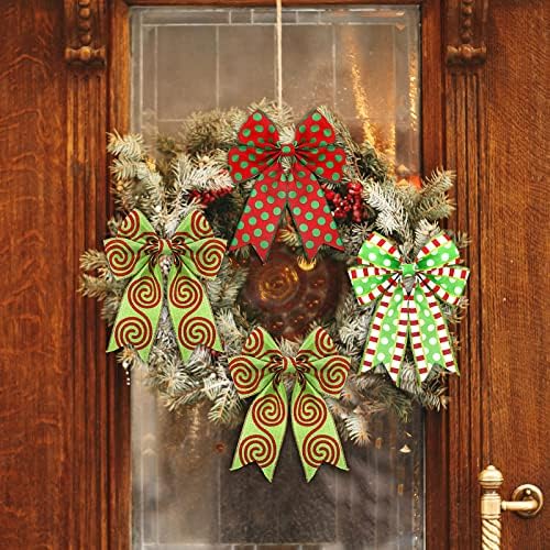 Yinder 3 Rolls Christmas Wired Ribbon Red and Lime Green Christmas Wrapping Ribbon 2.56 in Wide Polka Dot Swirl Fabric Xmas Decorative for DIY Crafts Tree Decorations