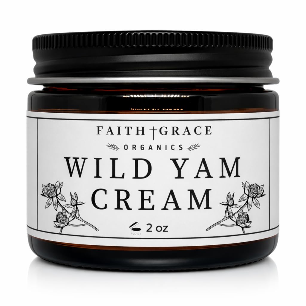 Faith and Grace Organics Wild Yam Cream for Women, Organic Hormone Balancing, PMS, Menopause & Perimenopause- 2 oz