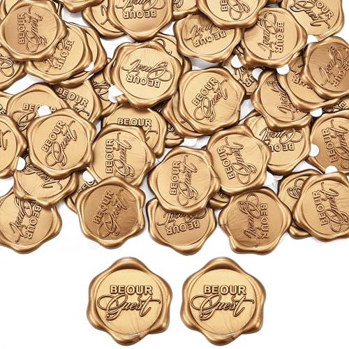 Yoption Be Our Guest Wax Seal Stickers, 50 Pack Envelope Seals, Self Adhesive Antique Gold for Wedding Invitations, Party, Christmas, Gift Wrapping