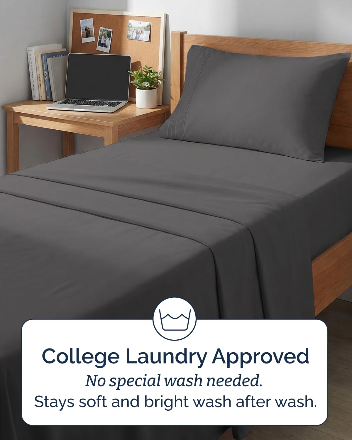 Twin XL Size 3 Piece Sheet Set - Comfy Breathable & Cooling Sheets - Hotel Luxury Bed Sheets for Women & Men - Deep Pockets, Easy-Fit, Soft and Wrinkle Free Sheets - Dark Grey Oeko-Tex Bed Sheet Set