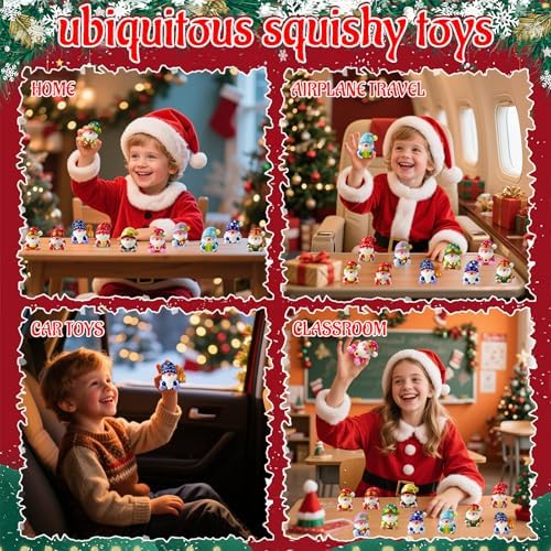 24Pcs Christmas Gnome Squishies Toys Bulk,Christmas Slow Rising Stress Relief Squishies Fidget Toys for Kids,Christmas Party Favors,Stocking Stuffers Gifts Goodie Bag Fillers