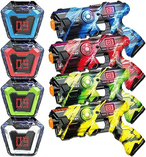 Laser Tag Guns Set of 4 with Digital LED Vests Score Display,Cool Outdoor Toys for Kids Ages 8 9 10 11 12+ Boys Girls Children Teens Adults Birthday Gifts Toys Christmas