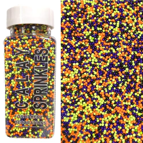 PhilaeEC Halloween Nonpareils Sprinkle 2mm Mini Peals Sprinkle Edible for Cake Decoration Cupcake Topper Cookie Baking Decorations Halloween Christmas Supplies