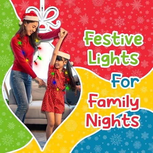 Windy City Novelties LED Christmas 9 Bulb Necklace with 6 Dynamic Light Modes for Adults Christmas Parties, Caroling, Gatherings & Party Favors - 1 Pack