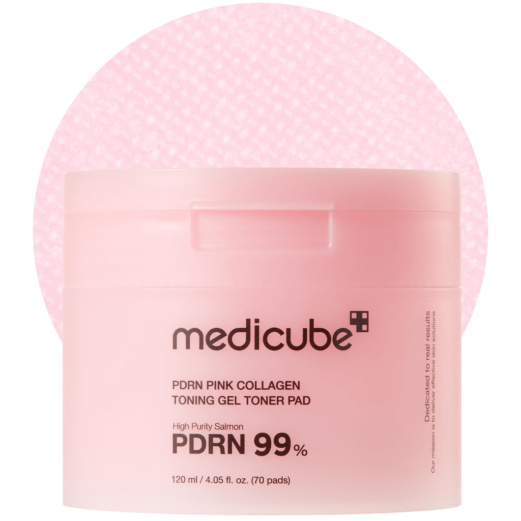 medicube Toner Pads Salmon DNA PDRN Pink Collagen Jelly Pad | Korean Gel Toner Pad | Niacinamide, Madecassoside, Retinol | Soothing, Radiance, Uneven Skin Tone | Korean Skin Care | 70 Pads (1 Pack)