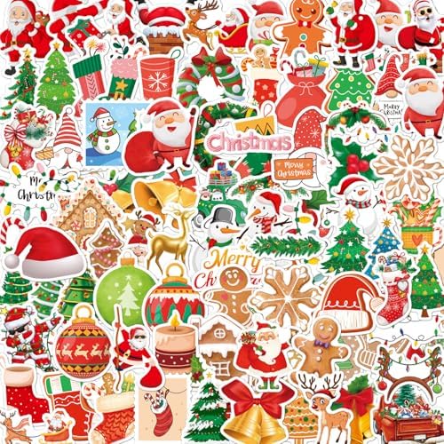 Stocking Stuffers for Kids, 100 Pcs Christmas Stickers - Christmas Decorations, Crafts Gifts Bags Window Tree Garland Santa Snowman Party Favors Supplies Bulk Tags for Classroom Kids Boys Girls Indoor