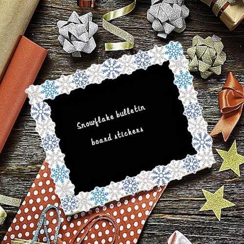69 Feet Winter Snowflake Themed Bulletin Board Border, Christmas Snowflake Pattern Borders Trim Border Stickers Winters Classroom Decoration Strip Winter Christmas Classroom Blackboard Wall Decoration