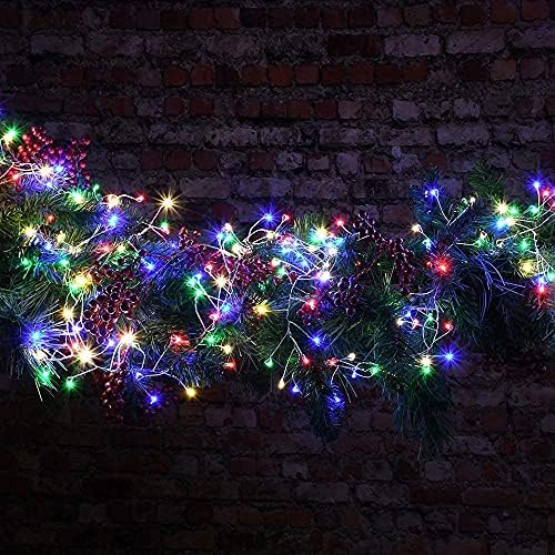 2 Pack Solar Powered Fairy String Lights Outdoor Waterproof 8 Modes Twinkle Christmas Decorations Lights, Each 33ft-100LED, 40ft-120LED, 66ft-200LED, 80ft-240LED, (Multicolor, 66)