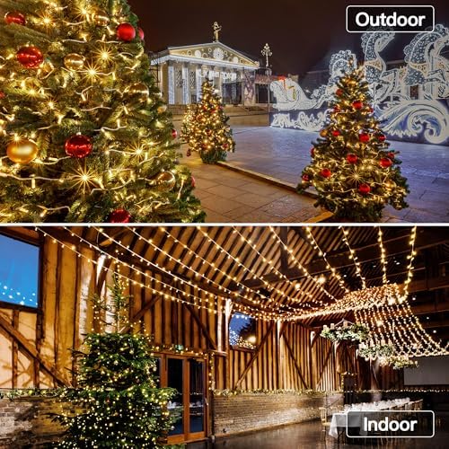 328 FT 1000 LED Christmas Lights Outdoor, Warm White Christmas Lights with Remote, 8 Modes String Lights Plug in Twinkle Fairy Light for Classroom Party Wedding Holiday Decor