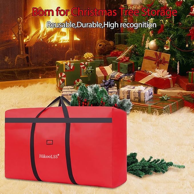 Small Christmas Tree Storage Bag 4Ft/5Ft Heavy Duty Reusable 600D Oxford Fabric Xmas Tree Bag/Container/Holder for Short Artificial Christmas Tree(39" X 12" X 24") Red