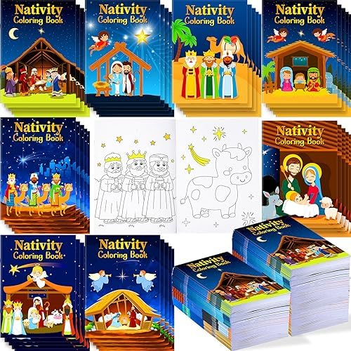 Cholemy Christmas Nativity Coloring Books Bulk Religious Christian Activity Bible Drawing Book for Christmas Party Church Bag Filler(48 Pcs)