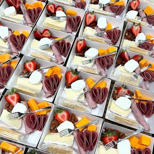 100Pack 4 Inches Charcuterie Boxes with Clear Lids - Bakery, Chocolate Covered Strawberries, Mini Cake, Pie Boxes - Perfect for Christmas, Valentine's, Halloween