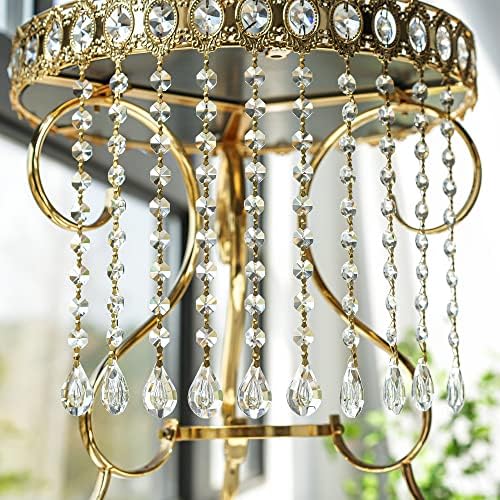 10pcs Crystal Garland Strands Crystal Lamp Beads Glass Loquat Prism Hanging Chandelier Beads Replacements Strings Christmas Wedding Decoration for Home Gold Pinning