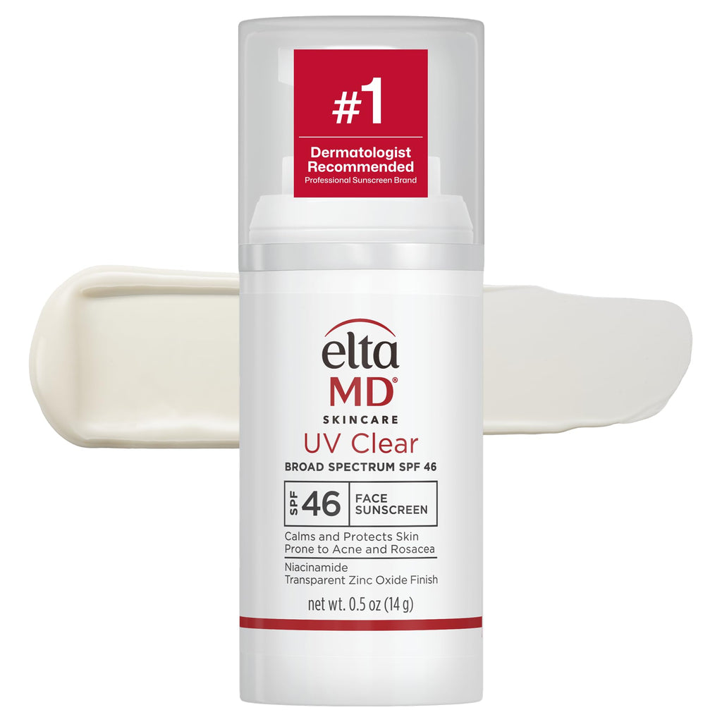 EltaMD UV Clear Face Sunscreen SPF 46, Oil Free Sunscreen with Zinc Oxide, Dermatologist Recommended, 0.5 oz