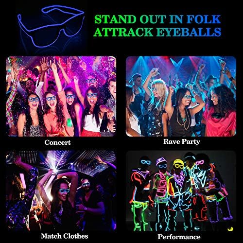 YouRfocus Wireless LED Light Up Glasses Glow in the Dark Neon Rave Glasses for Rave Party, EDM, Halloween, Christmas (Green)