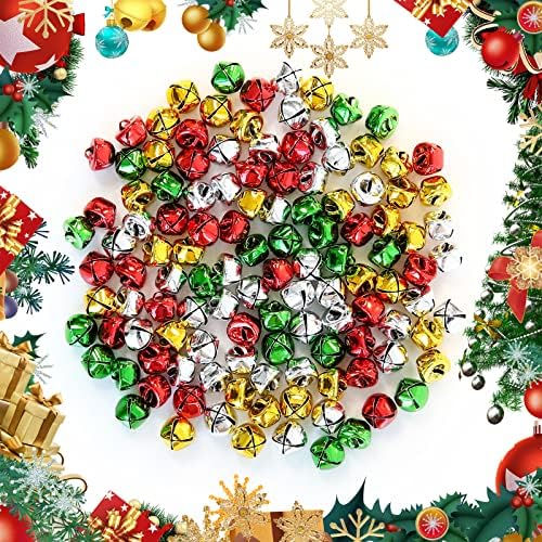 120 Pcs Christmas Jingle Bells 0.5 Inch, 4 Colors Mixed Mini Craft Jingle Bells Colorful Metal Bells for Wreath Holiday Home and Christmas DIY Decoration (4 Colors, 0.5 inch)