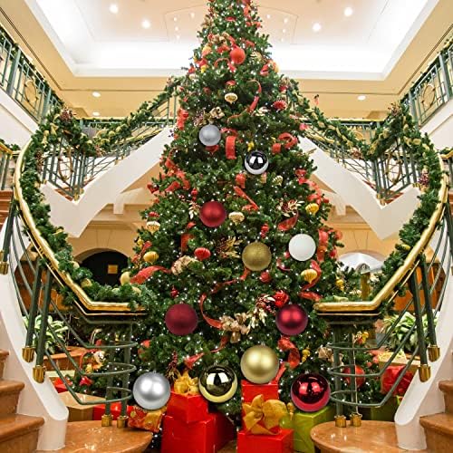 Christmas Ornaments Balls 7.1" Large Christmas Decorations Xmas Tree Shatterproof Big Red Christmas Ball Ornaments with Hanging Loop for Wedding Holiday Halloween Party Indoor Outdoor Decor