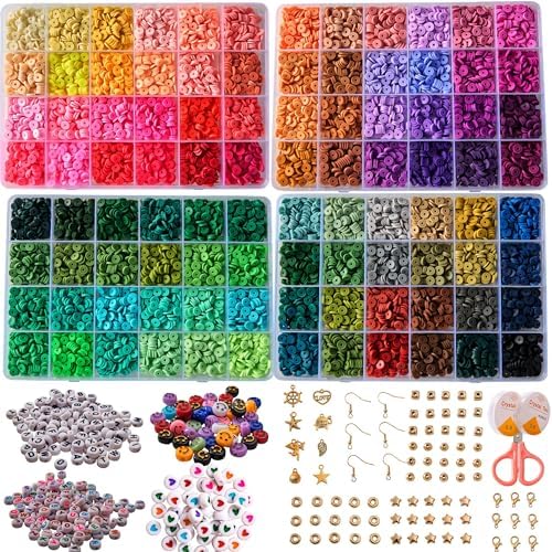 XMZCOLA Clay Beads Charm Bracelet Making kit, 12800pcs Pcs 96 Colors 6mm Flat Spacer HEI shi Beads Kits, Crafts Gifts Set for 2025 Christmas Gifts
