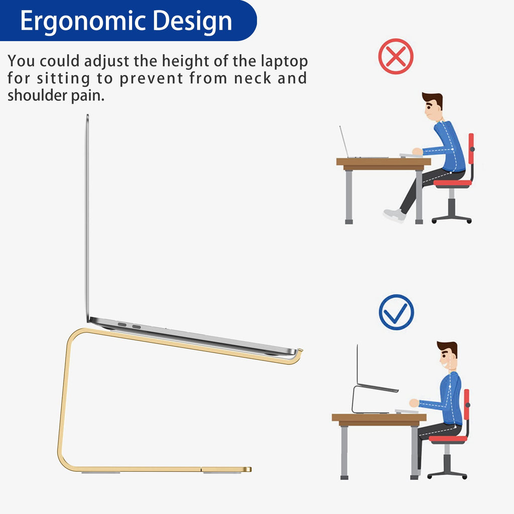 BESIGN LS03 Aluminum Laptop Stand, Ergonomic Detachable Computer Stand, Notebook Riser, Laptop Mount Compatible with Air, Pro, Dell, HP, Lenovo More 10-15.6" Laptops, Gold