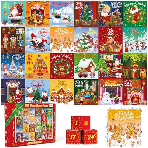 D-FantiX Puzzle Advent Calendar 2025 for Adults Kids, Christmas Jigsaw Puzzles 24 Days Countdown Calendars for Boys, Girls, Teens, 1008 Pieces Winter Xmas Holiday Vintage Puzzle Gift Decoration