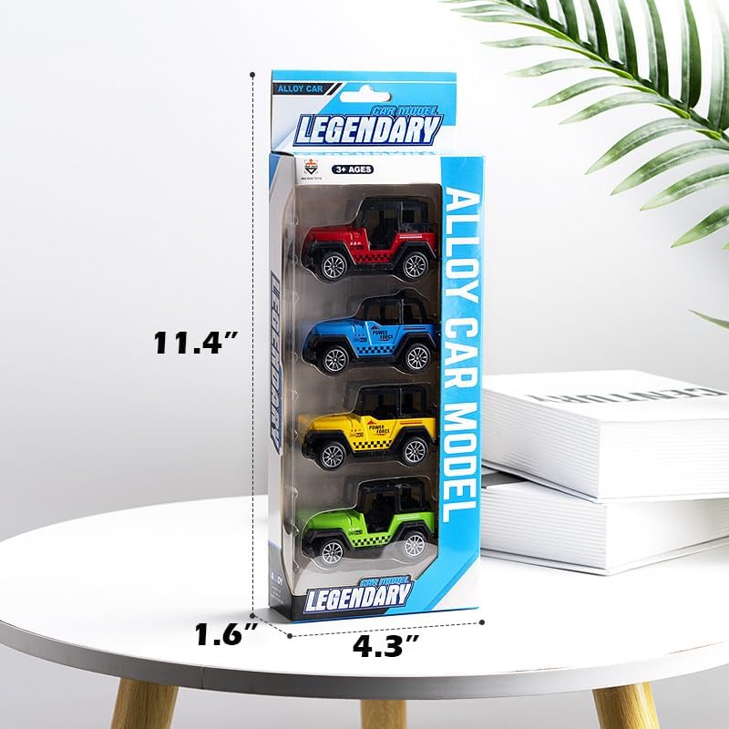 1 Set of 4pcs Mini Pull Back Off-Road Toy Cars Vehicles, Jeep-Like, Birthday Gifts, Party Favors,Christmas Stuffers for Toddlers Kids Boys Girls