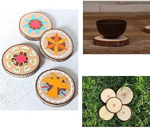 16 Pcs 3.5"-4" Unfinished Natural Wood Slices Circles with Bark for Coasters DIY Crafts Christmas Ornaments Rustic Wedding Decorations Centerpiece