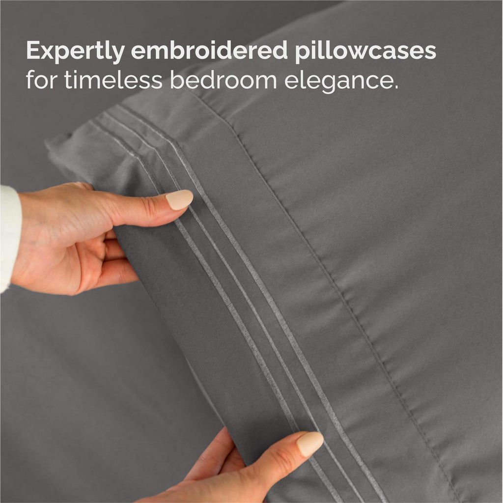 King Size 4 Piece Sheet Set - Comfy Breathable & Cooling Sheets - Hotel Luxury Bed Sheets for Women & Men - Deep Pockets, Easy-Fit, Extra Soft & Wrinkle Free Sheets - Dark Grey Oeko-Tex Bed Sheet Set