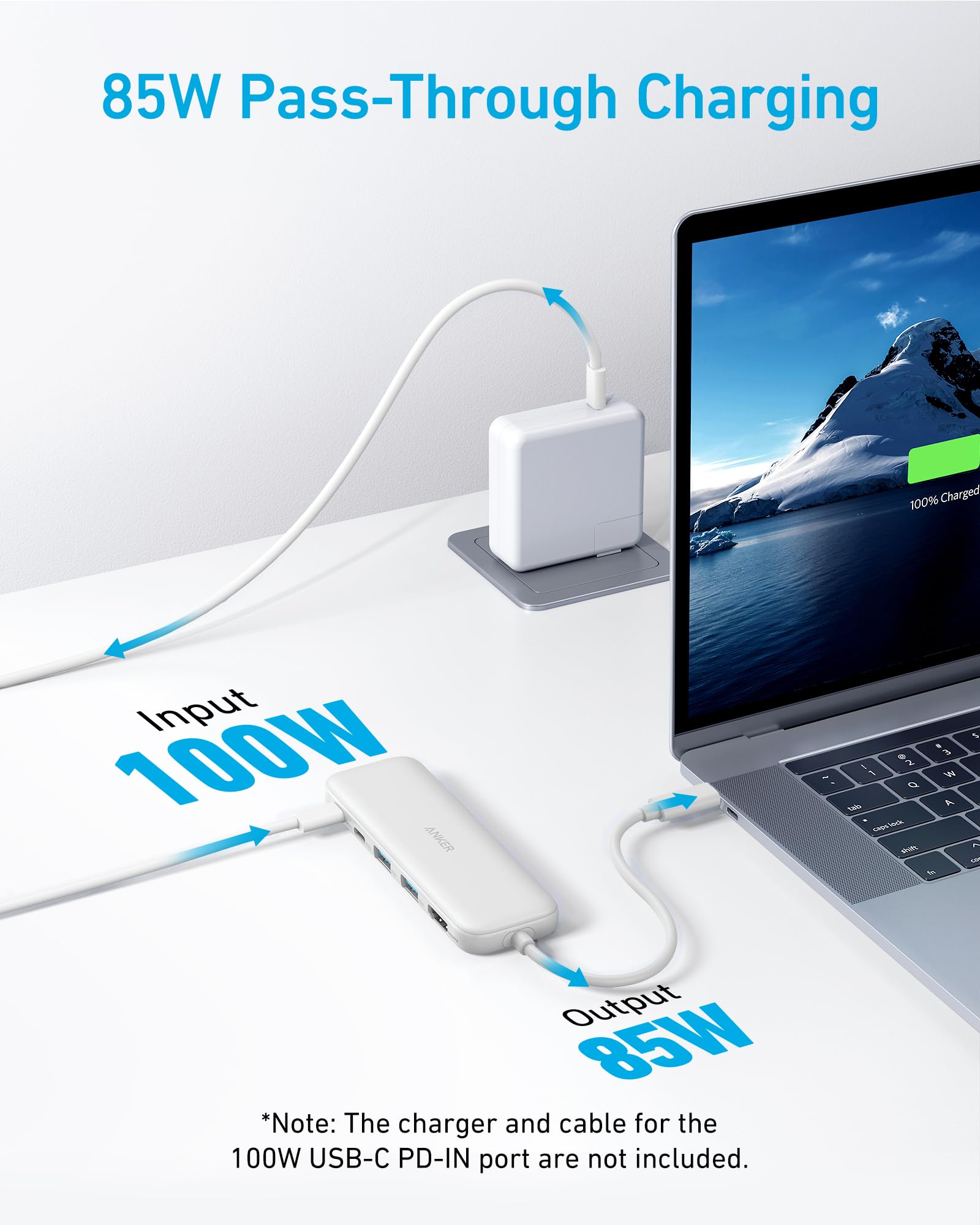 Anker USB C Hub, 5-in-1 USBC to HDMI Splitter with 4K Display, 1 x Powered USB-C 5Gbps & 2×Powered USB-A 3.0 5Gbps Data Ports for MacBook Pro, MacBook Air, Dell and More (White)