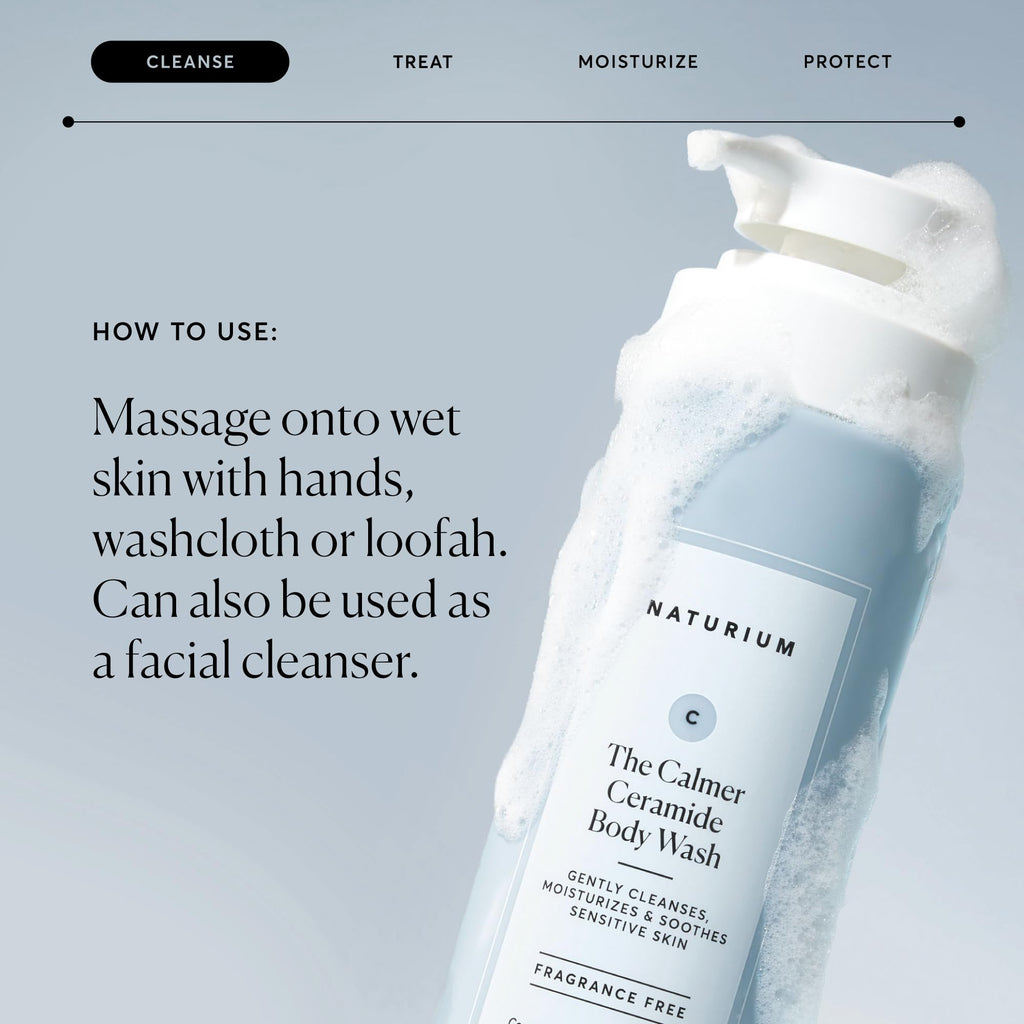Naturium The Calmer Ceramide Body Wash, Frangrance-Free, Cleansing & Moisturizing for Dry, Sensitive Skin, Dermatologist-Tested, Paraben & Cruelty-Free, 16.9 oz
