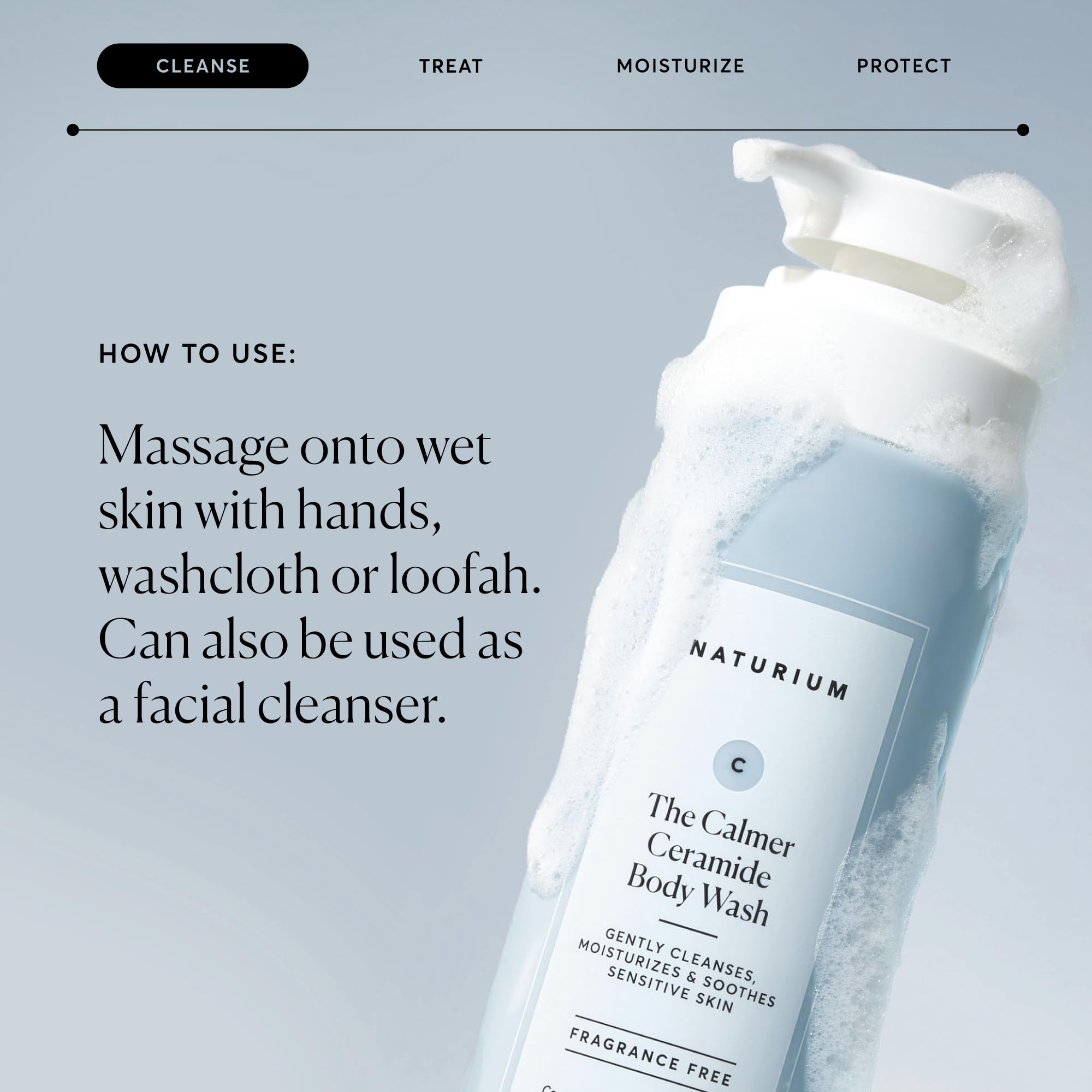 Naturium The Calmer Ceramide Body Wash, Frangrance-Free, Cleansing & Moisturizing for Dry, Sensitive Skin, Dermatologist-Tested, Paraben & Cruelty-Free, 16.9 oz