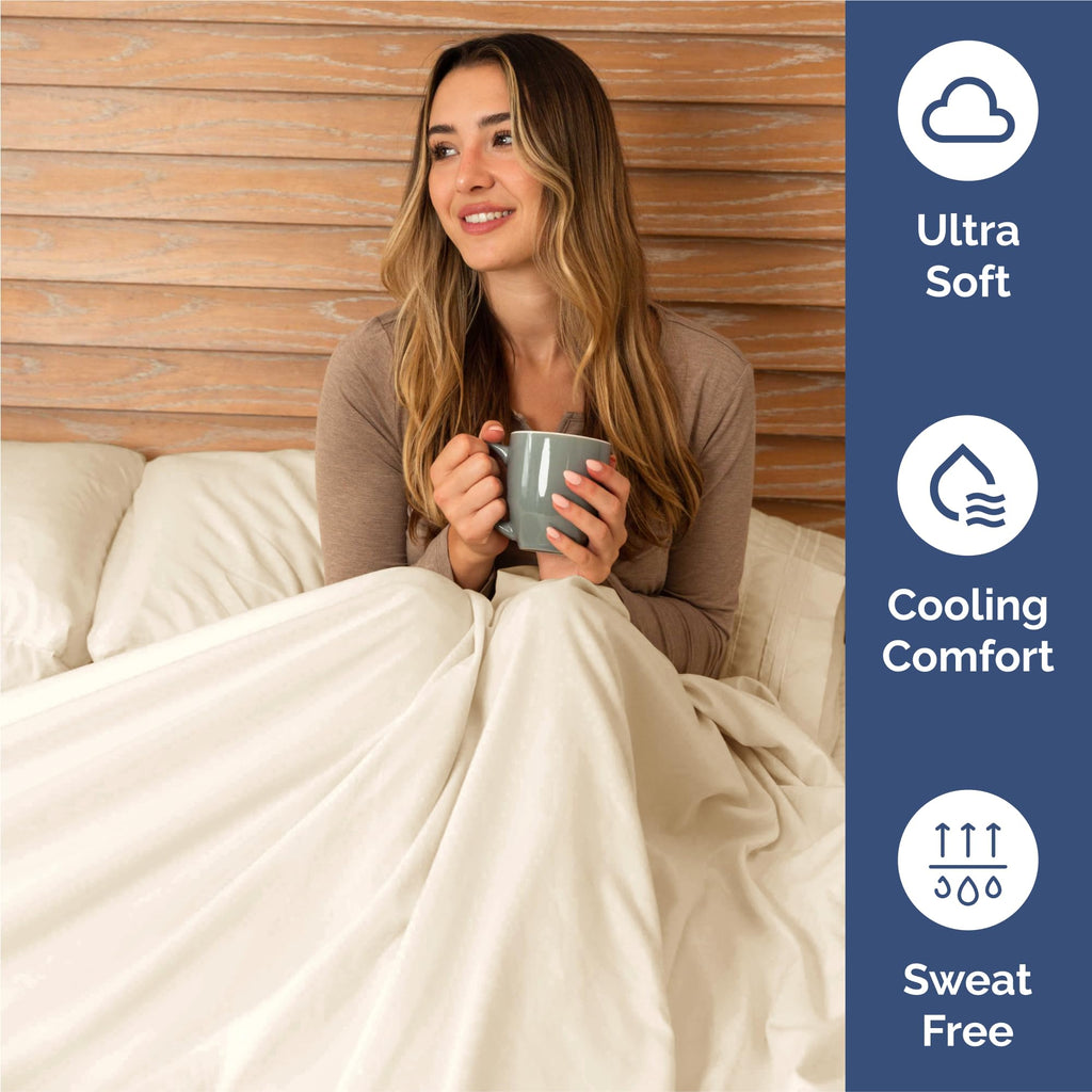 King Size 4 Piece Sheet Set - Comfy Breathable & Cooling Sheets - Hotel Luxury Bed Sheets for Women & Men - Deep Pockets, Easy-Fit, Extra Soft & Wrinkle Free Sheets - Off White Oeko-Tex Bed Sheet Set