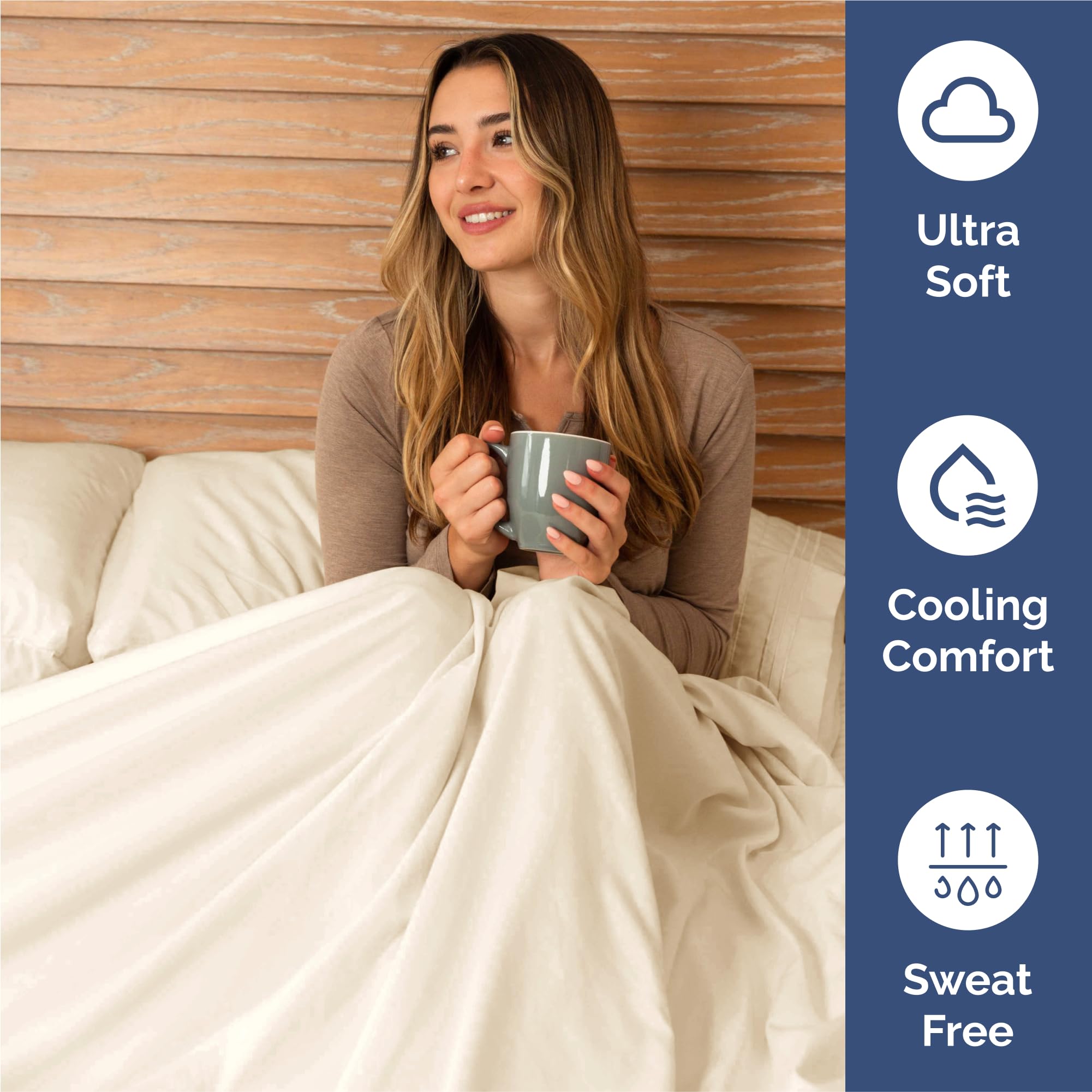 King Size 4 Piece Sheet Set - Comfy Breathable & Cooling Sheets - Hotel Luxury Bed Sheets for Women & Men - Deep Pockets, Easy-Fit, Extra Soft & Wrinkle Free Sheets - Off White Oeko-Tex Bed Sheet Set