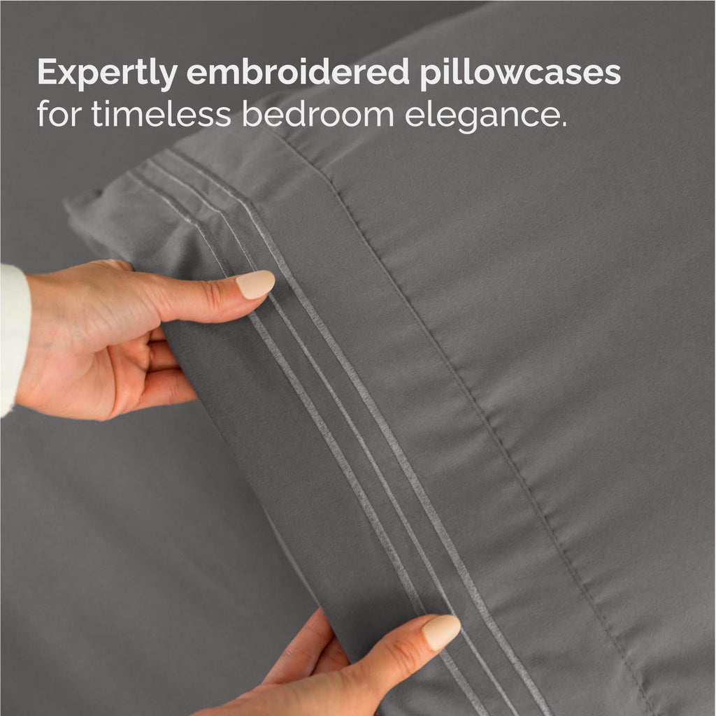 Full Size 4 Piece Sheet Set - Comfy Breathable & Cooling Sheets - Hotel Luxury Bed Sheets for Women & Men - Deep Pockets, Easy-Fit, Extra Soft & Wrinkle Free Sheets - Dark Grey Oeko-Tex Bed Sheet Set