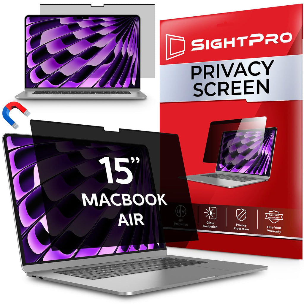SightPro Magnetic Privacy Screen for MacBook Air 15 Inch (2023-2026, M2-M5) Patented Removable Laptop Privacy Filter Shield and Protector