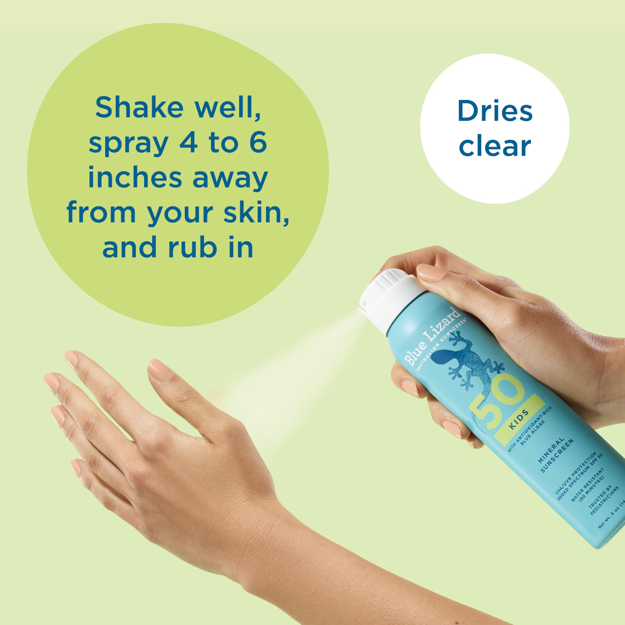 Blue Lizard Kids Mineral Sunscreen Spray SPF 50+, Brand, Broad-Spectrum UVA/UVB Protection, Water-Resistant, Zinc Oxide Formula, 5 fl oz