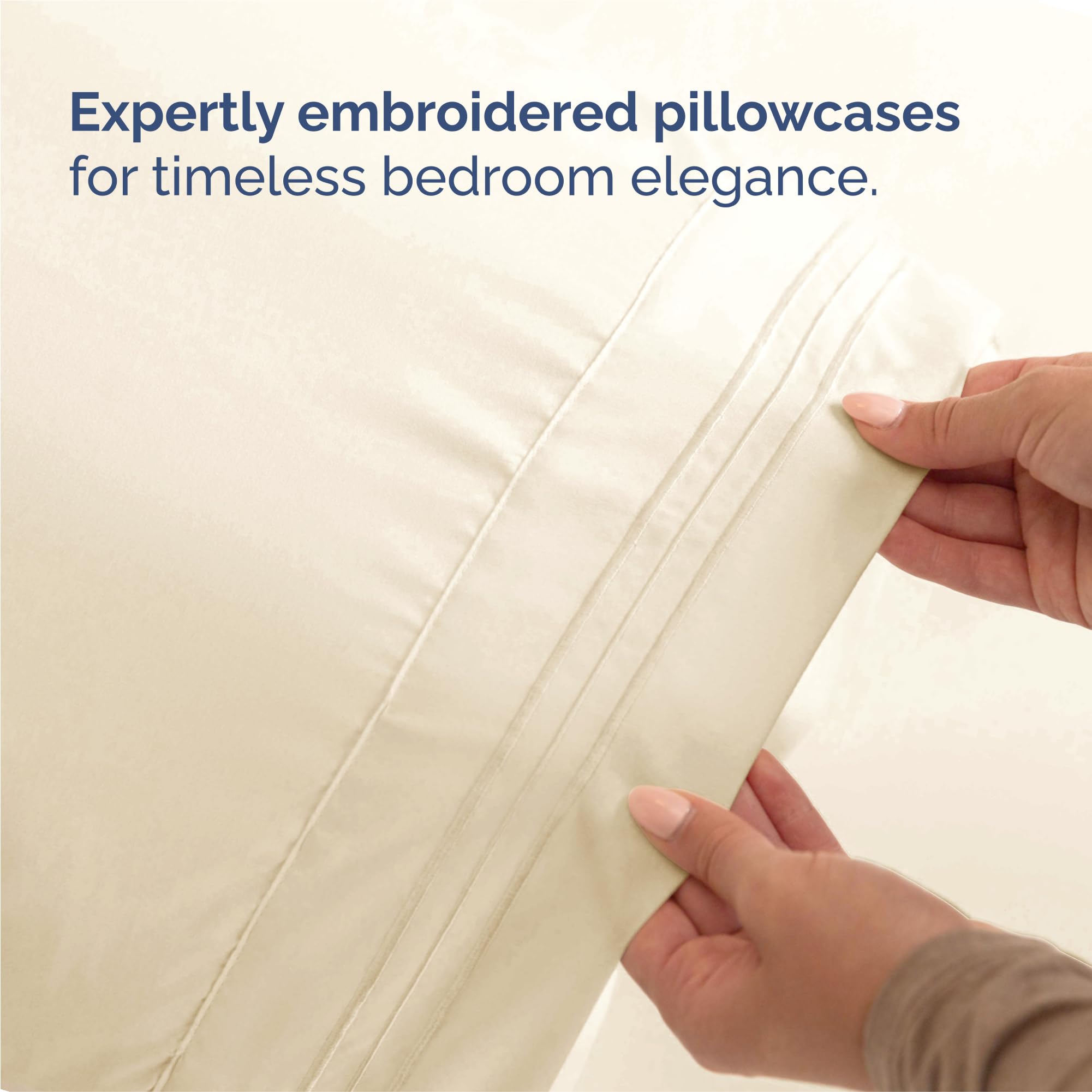 King Size 4 Piece Sheet Set - Comfy Breathable & Cooling Sheets - Hotel Luxury Bed Sheets for Women & Men - Deep Pockets, Easy-Fit, Extra Soft & Wrinkle Free Sheets - Off White Oeko-Tex Bed Sheet Set