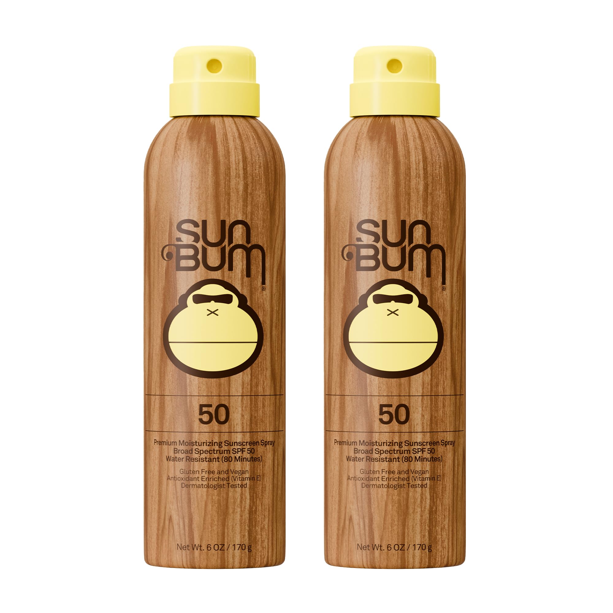 Sun Bum Original SPF 50 Sunscreen Body Spray - Broad Spectrum Moisturizing Sunscreen with Vitamin E - Hawaii 104 Act Compliant (Made without Octinoxate & Oxybenzone) - 6 oz (Pack of 2)