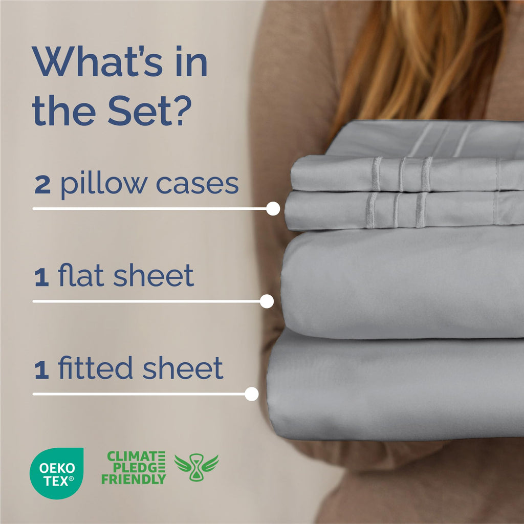 King Size 4 Piece Sheet Set - Comfy Breathable & Cooling Sheets - Hotel Luxury Bed Sheets for Women and Men - Deep Pockets, Easy-Fit, Soft and Wrinkle Free Sheets - Steel Blue Oeko-Tex Bed Sheet Set