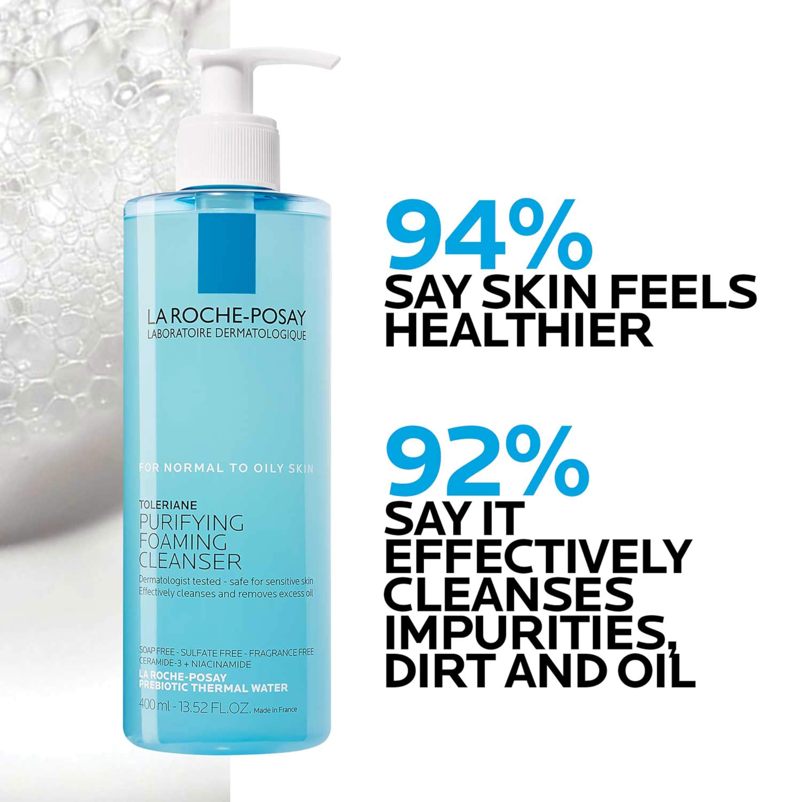 La Roche-Posay Toleriane Purifying Foaming Facial Cleanser, Oil Free Face Wash for Women & Men with Niacinamide + Ceramides, Pore Cleanser Safe For Sensitive Skin, Won’t Dry Out Skin, Soap Free, 200ml