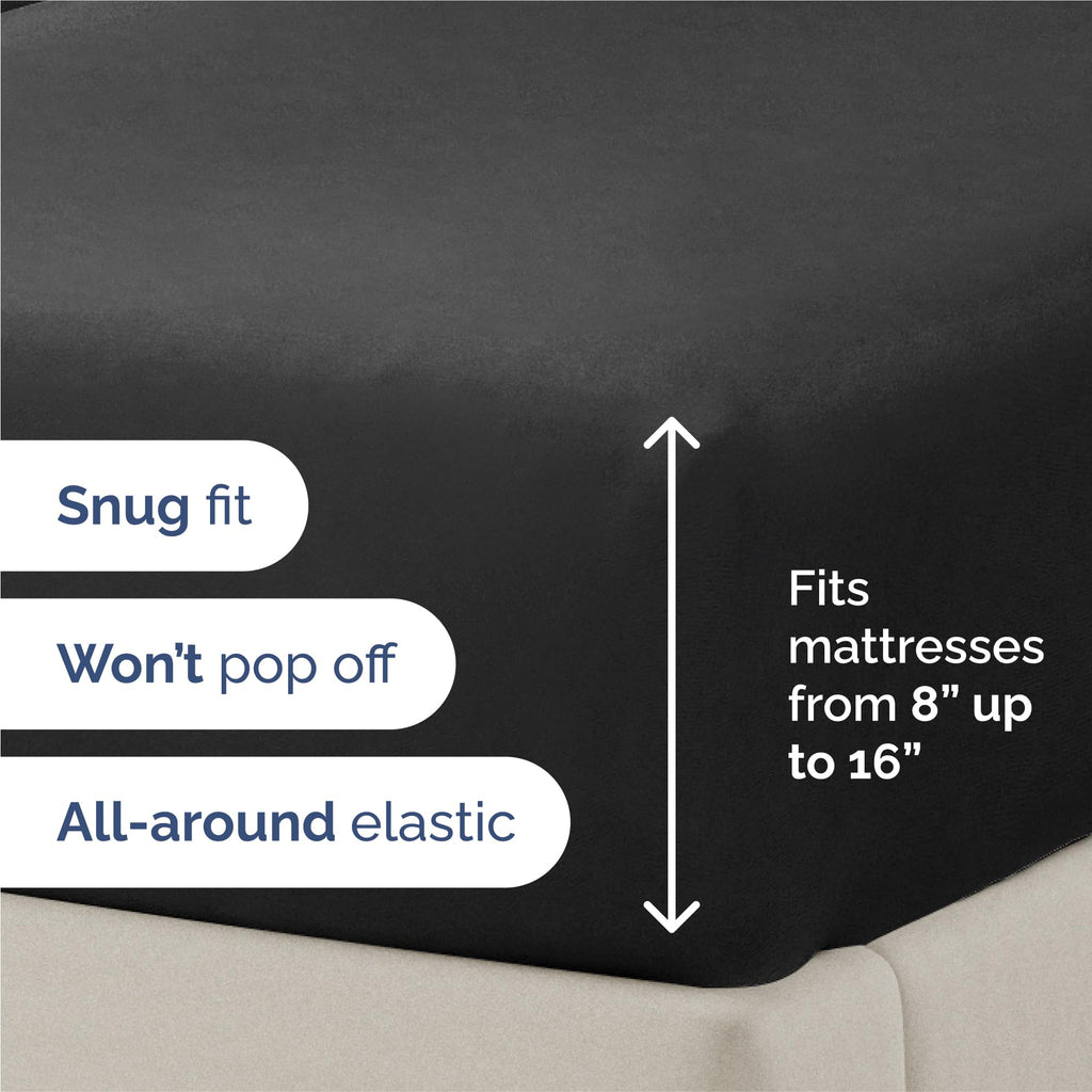 King Size 4 Piece Sheet Set - Comfy Breathable & Cooling Sheets - Hotel Luxury Bed Sheets for Women & Men - Deep Pockets, Easy-Fit, Extra Soft and Wrinkle Free Sheets - Black Oeko-Tex Bed Sheet Set