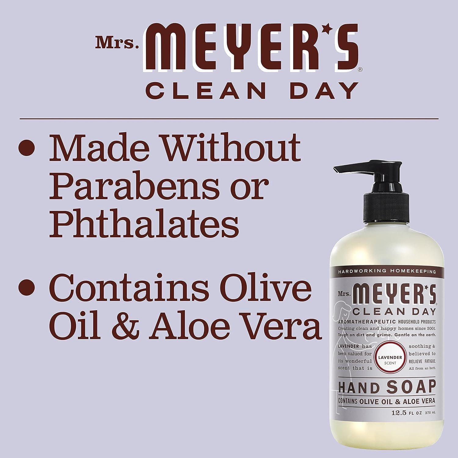 MRS. MEYER'S CLEAN DAY Hand Soap Refill, Made with Essential Oils, Lavender, 33 fl. oz - Pack of 6