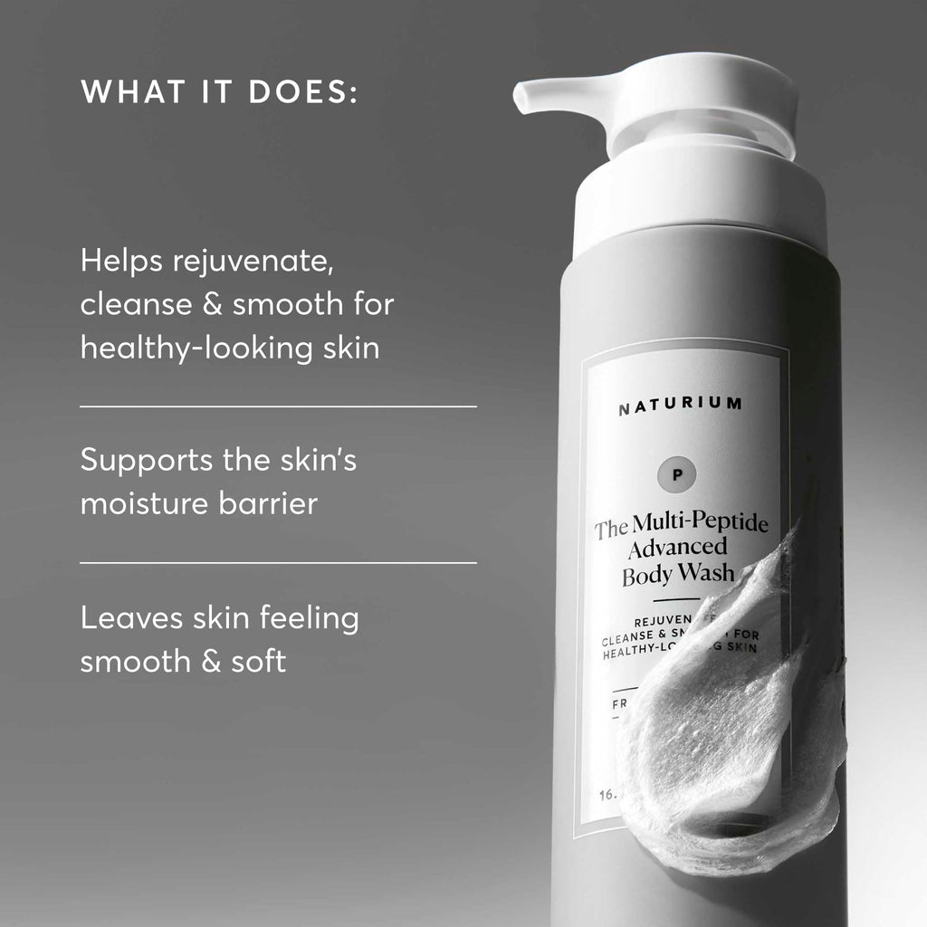 Naturium Multi-Peptide Advanced Body Wash, Rejuvenate, Cleanse & Smooth, with Rice Amino Acids & Vitamin E, 500 mL / 16.9 fl oz
