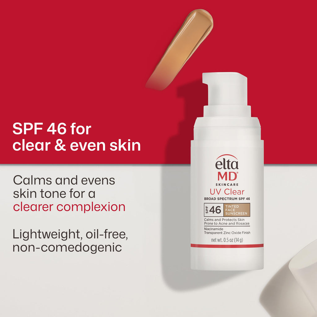 EltaMD UV Clear Tinted Face Sunscreen, SPF 46 Oil- Free Tinted Moisturizer with Zinc Oxide, Dermatologist Recommended Sunscreen, 0.5 oz Pump