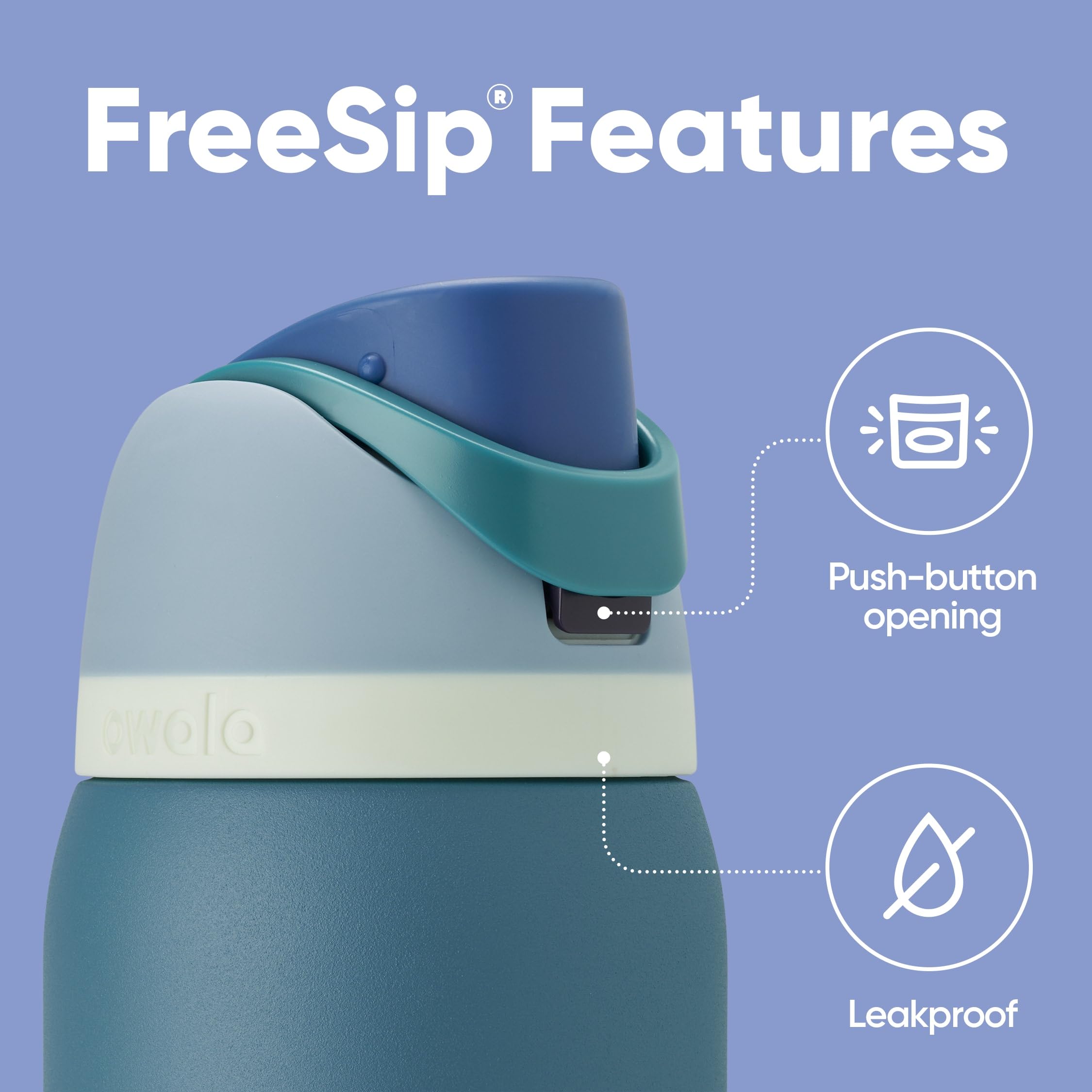 Owala FreeSip Insulated Stainless Steel Water Bottle with Straw, BPA-Free Sports Water Bottle, Great for Travel, 32 Oz, Denim