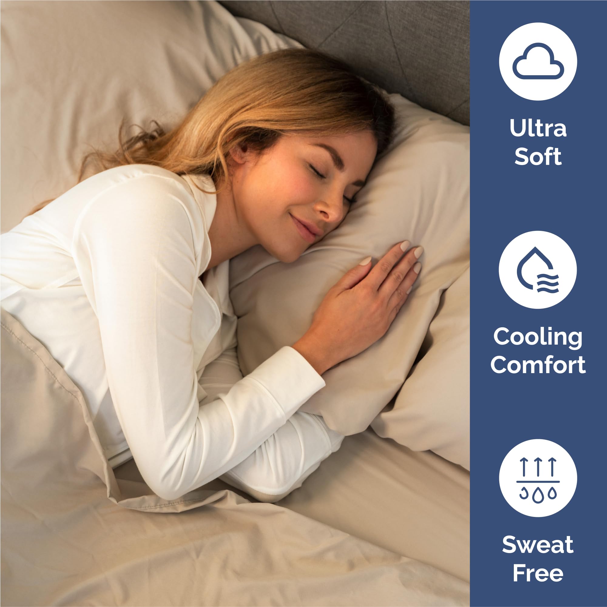 King Size 4 Piece Sheet Set - Comfy Breathable & Cooling Sheets - Hotel Luxury Bed Sheets for Women & Men - Deep Pockets, Easy-Fit, Extra Soft and Wrinkle Free Sheets - Cream Oeko-Tex Bed Sheet Set
