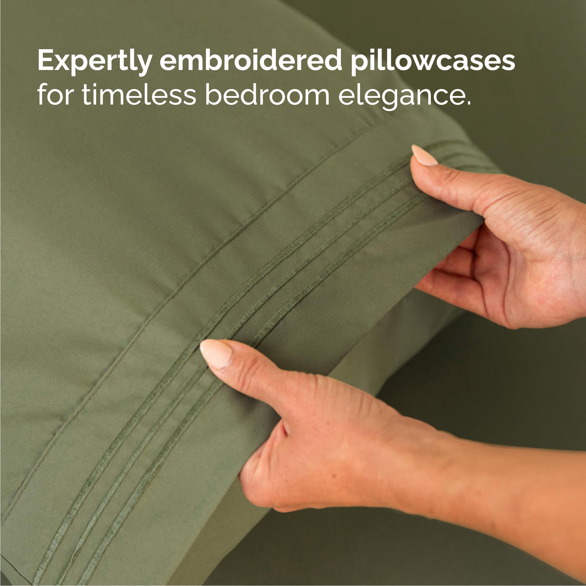 Queen Size 4 Piece Sheet Set - Comfy Breathable & Cooling Sheets - Hotel Luxury Bed Sheets for Women & Men - Deep Pockets, Easy-Fit, Soft and Wrinkle Free Sheets - Sage Green Oeko-Tex Bed Sheet Set