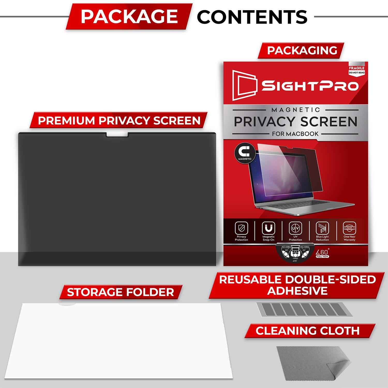 SightPro Magnetic Privacy Screen for MacBook Air 13 & 13.6 Inch (2022-2026, M2-M5) Patented Removable Laptop Privacy Filter Shield and Protector