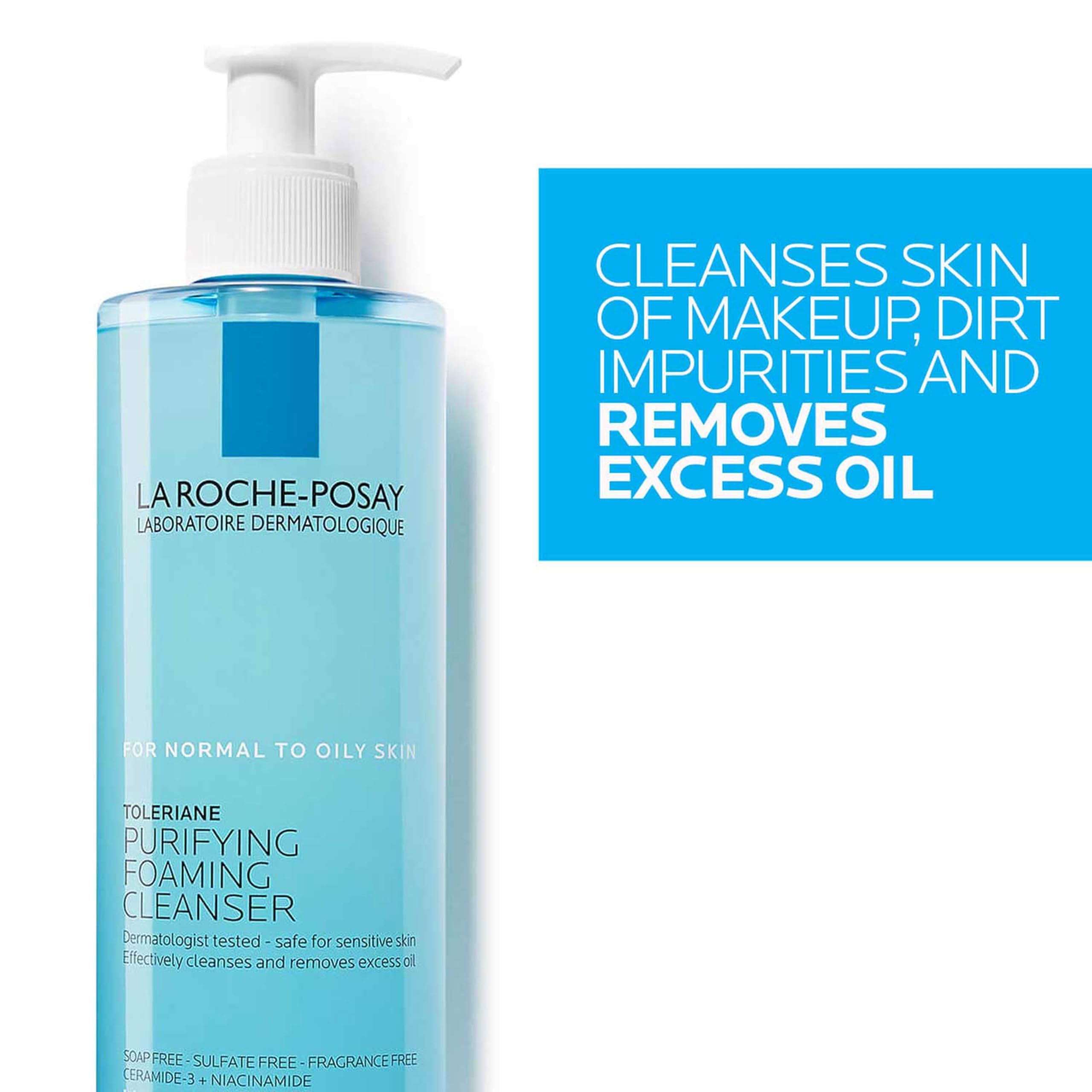La Roche-Posay Toleriane Purifying Foaming Facial Cleanser, Oil Free Face Wash for Women & Men with Niacinamide + Ceramides, Pore Cleanser Safe For Sensitive Skin, Won’t Dry Out Skin, Soap Free, 200ml